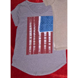 Lucky Brand  NWOT! US Flag Scoop Neck Graphic Tee S